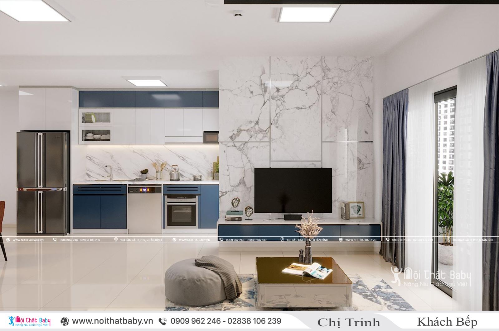 Thiết kế và thi công nội thất trọn gói hiện đại tại căn 104m2 Emerald Celadon City